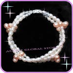 New Natural Fresh Water Pearl & Clear Rock Crystal Quartz Stone Fashion Design Bracelet, Love Gift, Size S